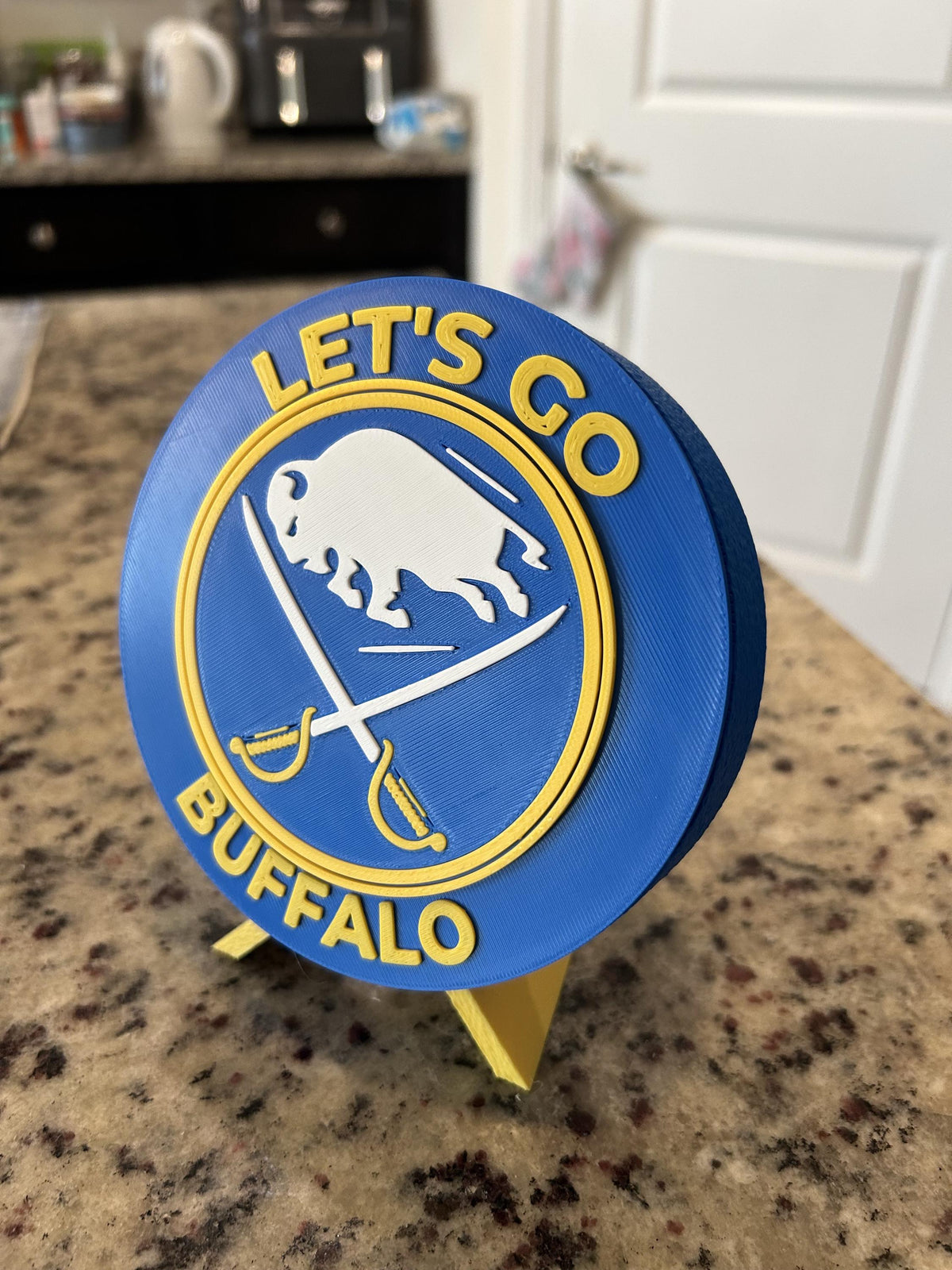 Buffalo Sabres Personalized Roundel Display with Stand; 3D printed fan gift, made in USA