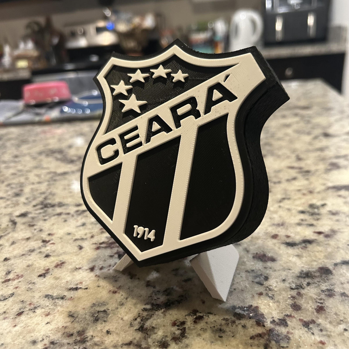 3D Printed Ceará SC Crest Display with Stand; 3D printed fan gift, made in USA