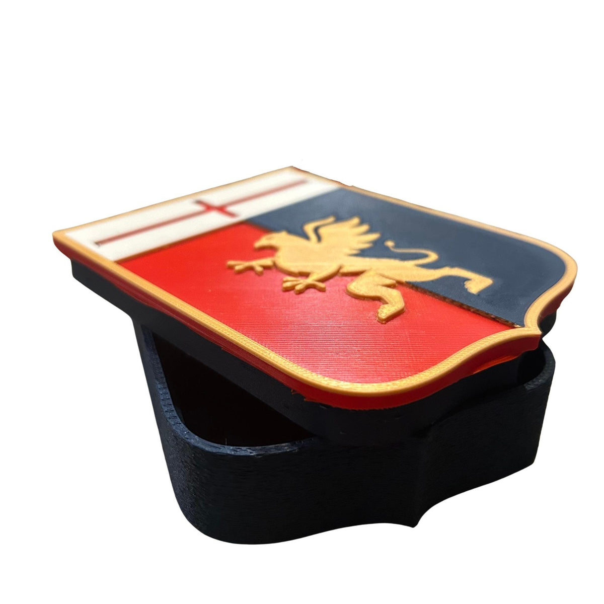 3D Printed Genoa CFC Crest Display with Stand; 3D printed fan gift, made in USA