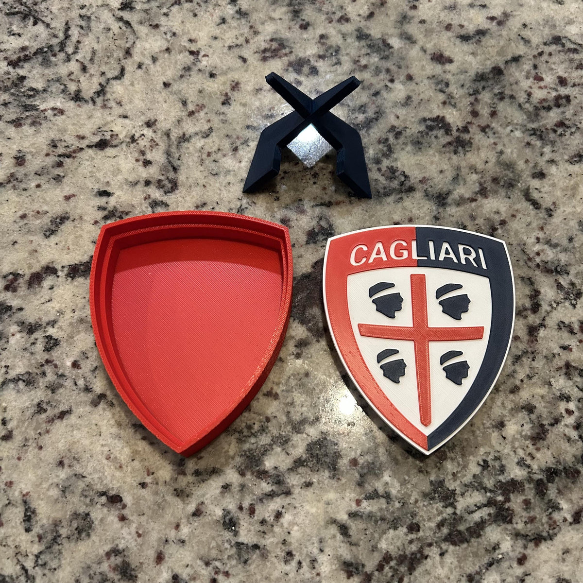 3D Printed Cagliari Crest Display with Stand; 3D printed fan gift, made in USA