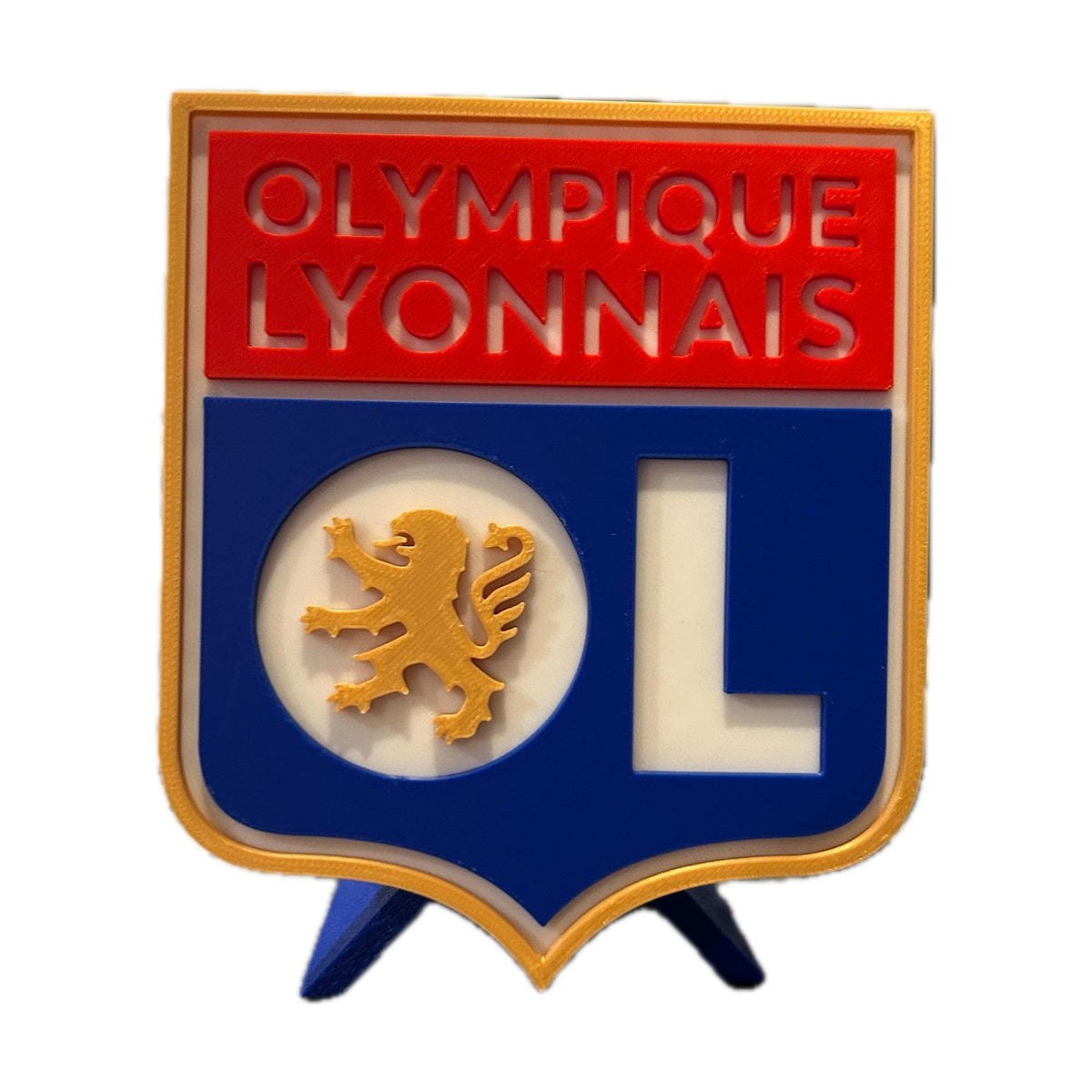 Olympique Lyonnais 3D Crest Display with Stand & Stash Box; 3D printed fan gift, made in USA
