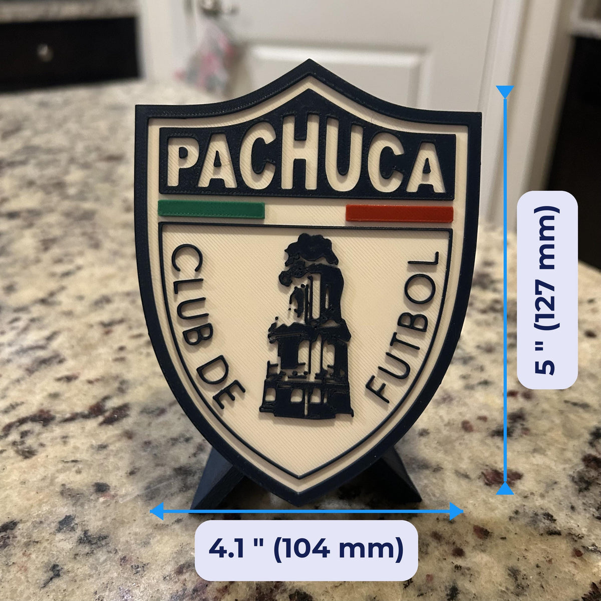 Club de Futbol Pachuca 3D Crest Display with Stand & Stash Box; 3D printed fan gift, made in USA