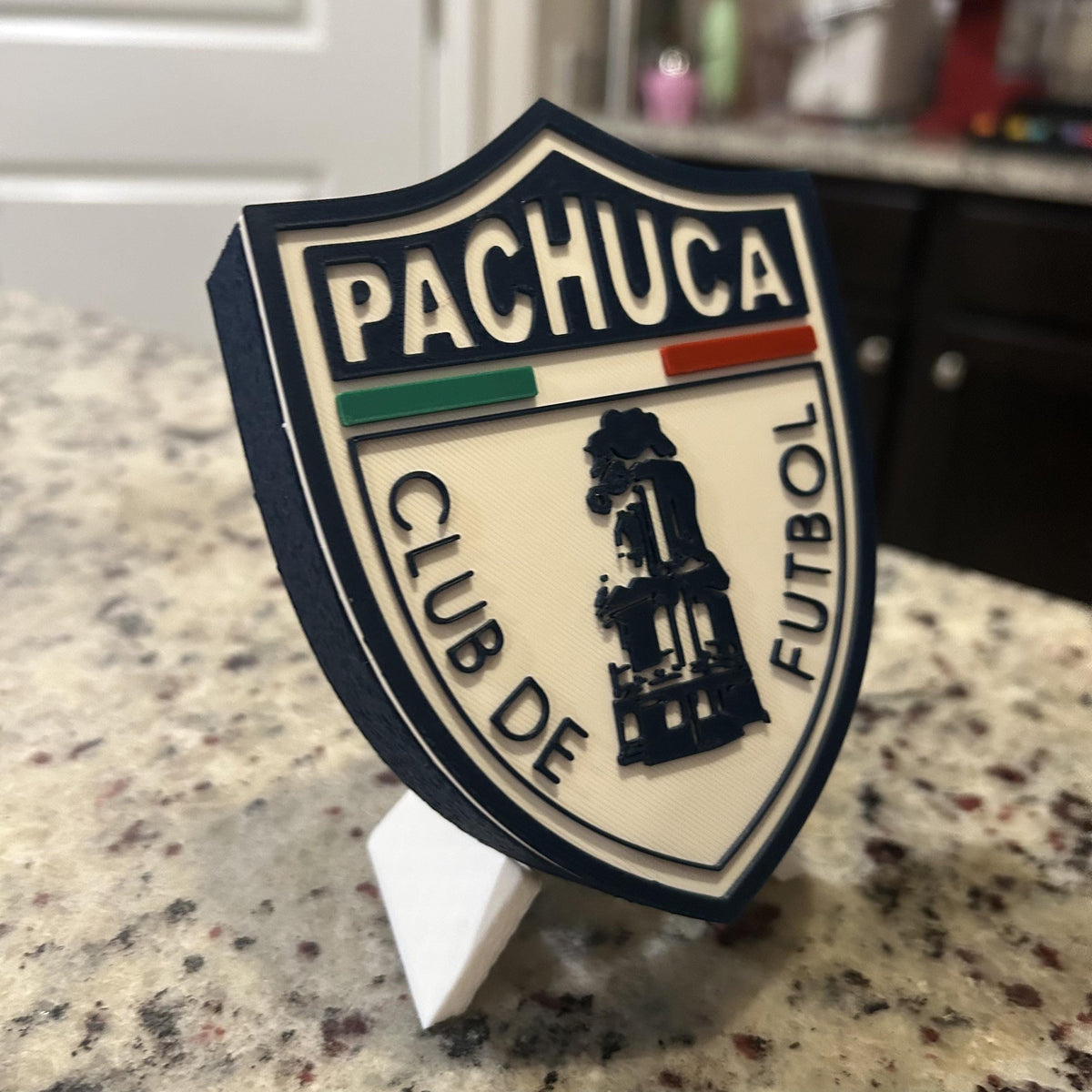 Club de Futbol Pachuca 3D Crest Display with Stand & Stash Box; 3D printed fan gift, made in USA