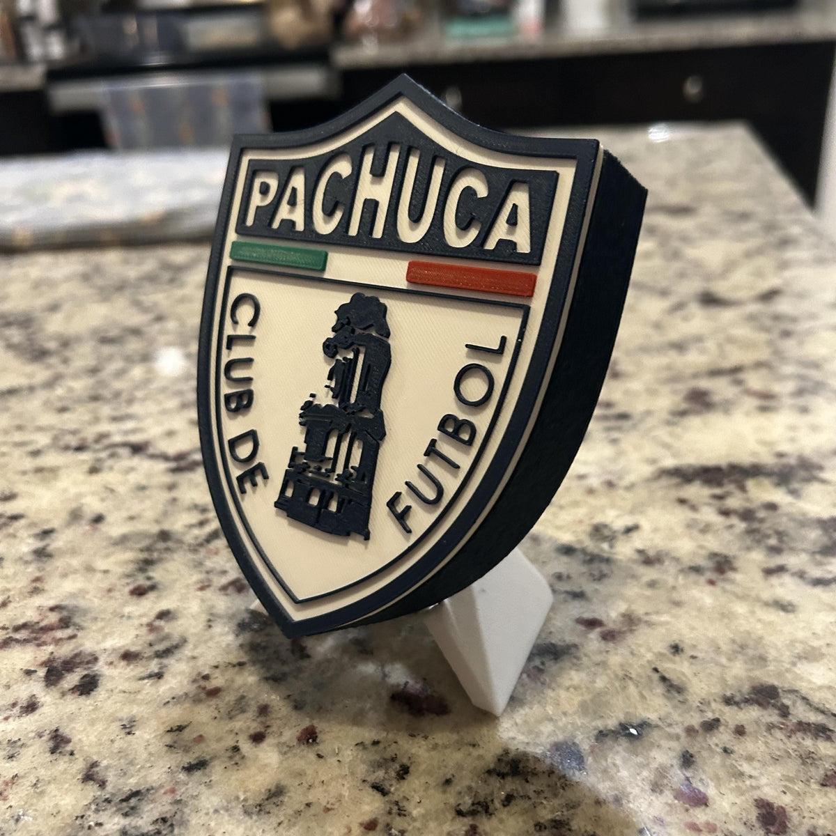Club de Futbol Pachuca 3D Crest Display with Stand & Stash Box; 3D printed fan gift, made in USA