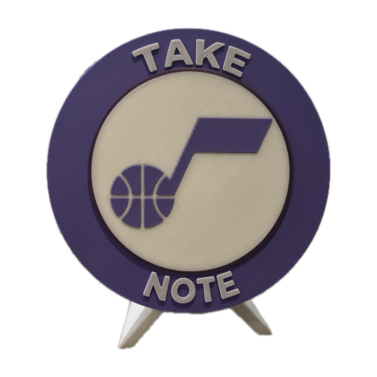 Utah Jazz Personalized Roundel Display with Stand & Stash Box; 3D printed fan gift, made in USA