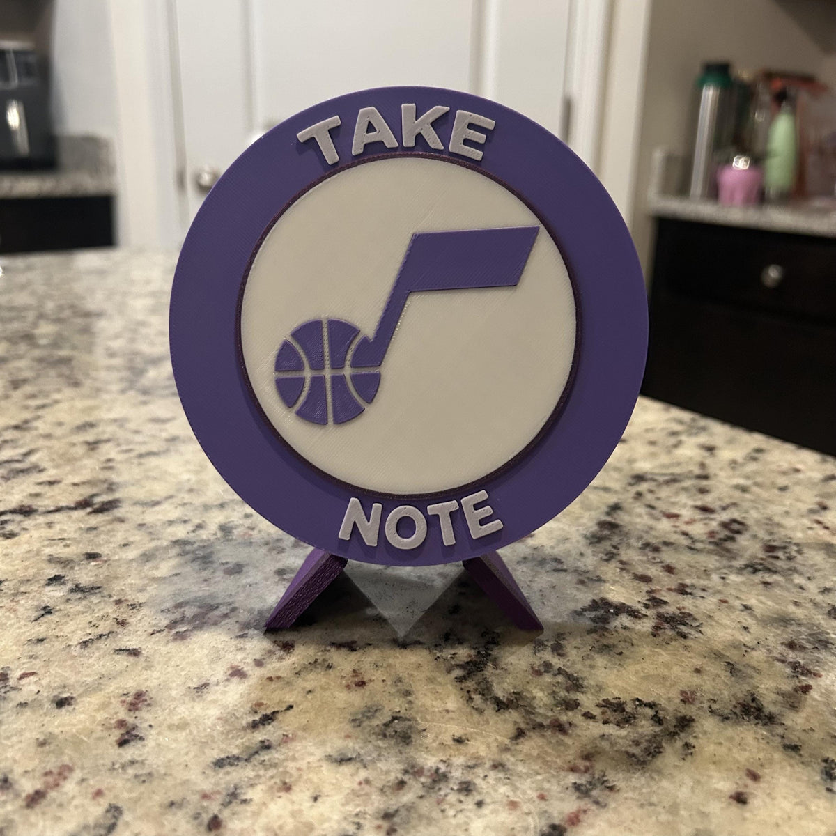 Utah Jazz Personalized Roundel Display with Stand & Stash Box; 3D printed fan gift, made in USA