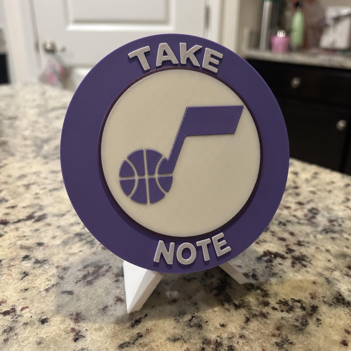Utah Jazz Personalized Roundel Display with Stand & Stash Box; 3D printed fan gift, made in USA