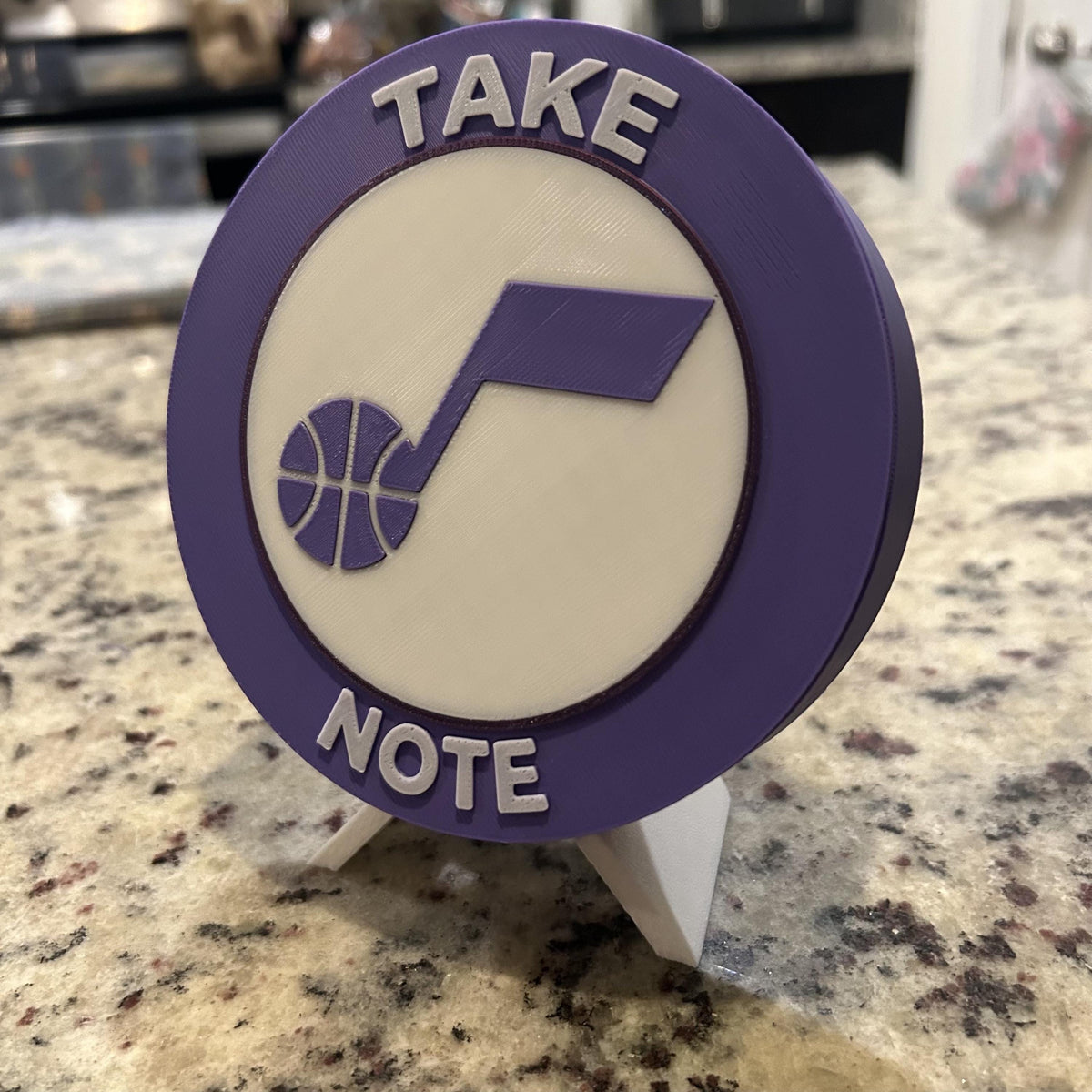 Utah Jazz Personalized Roundel Display with Stand & Stash Box; 3D printed fan gift, made in USA