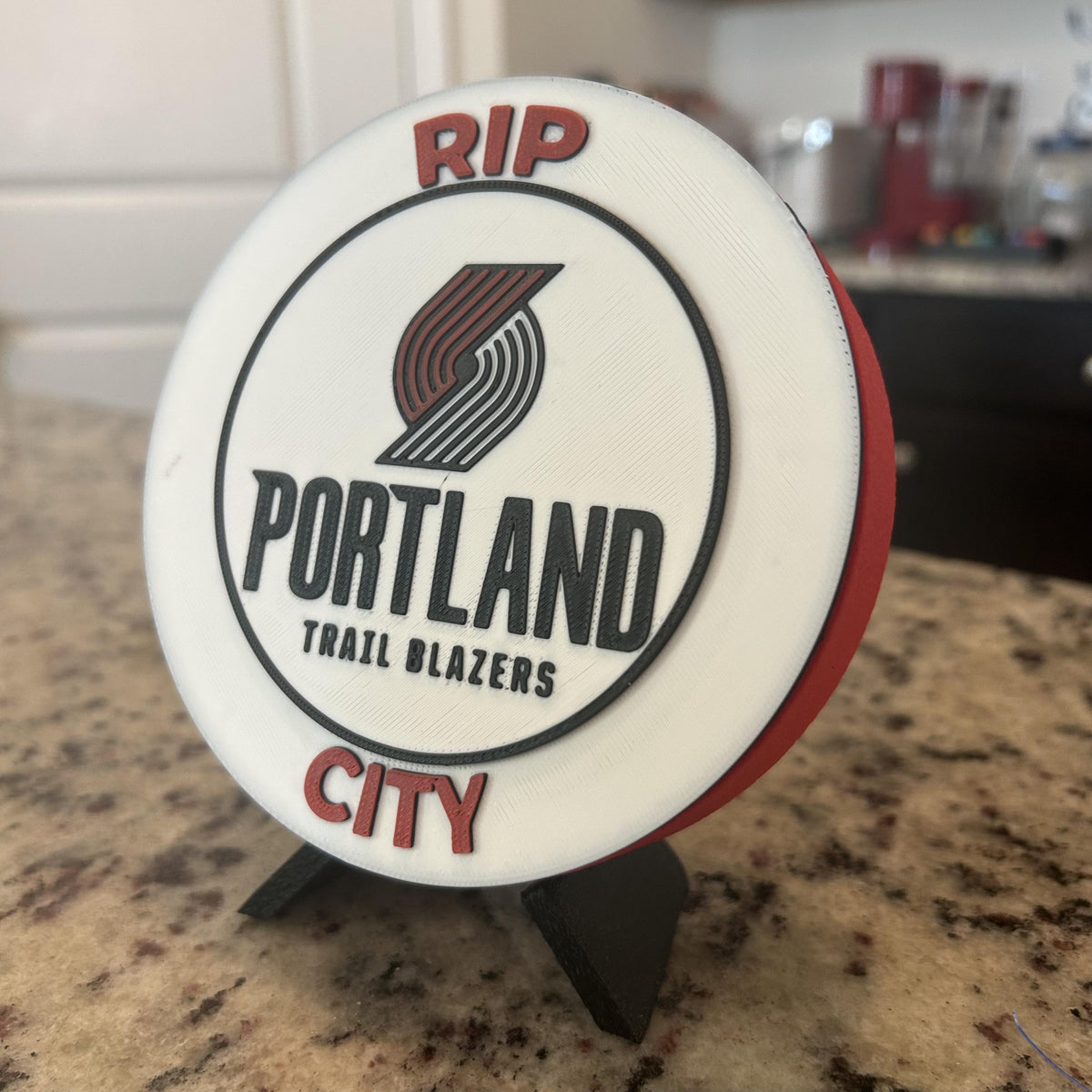 Portland Trail Blazers Personalized Roundel Display with Stand & Stash Box; 3D printed fan gift, made in USA
