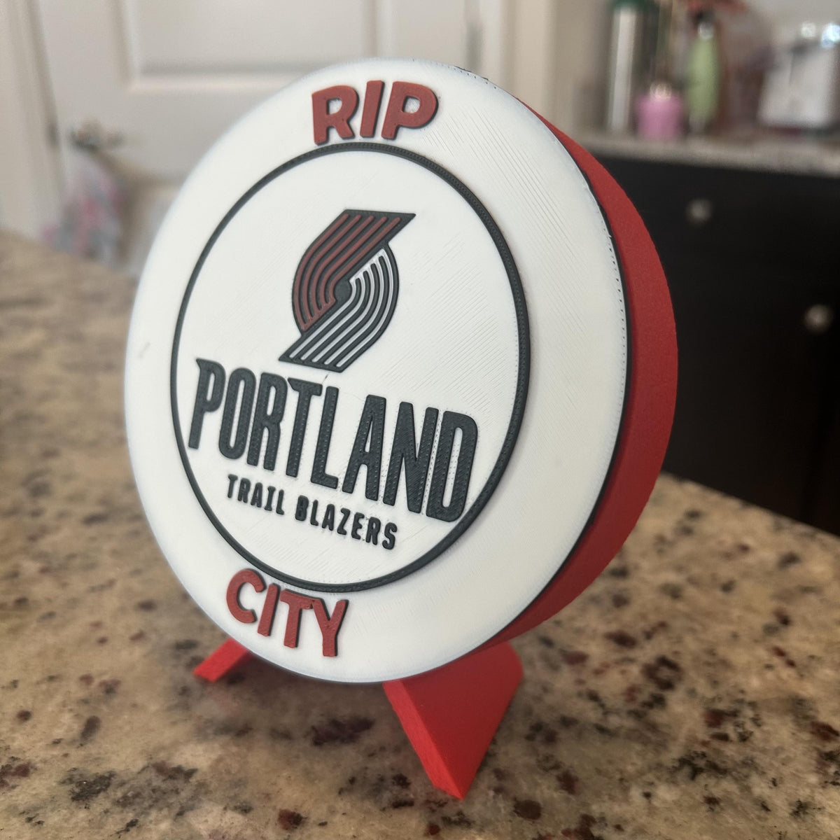 Portland Trail Blazers Personalized Roundel Display with Stand & Stash Box; 3D printed fan gift, made in USA