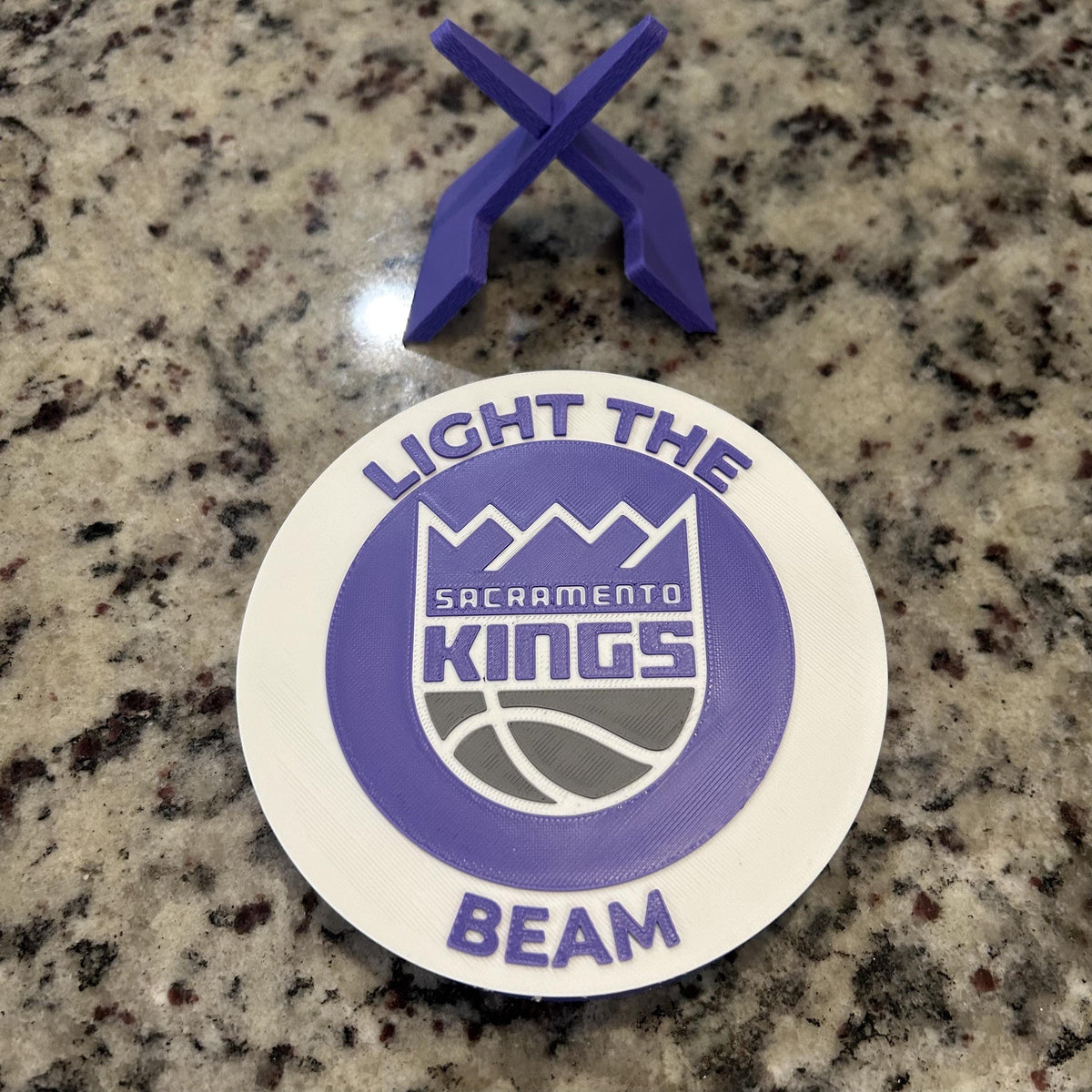 Sacramento Kings Personalized Roundel Display with Stand & Stash Box; 3D printed fan gift, made in USA