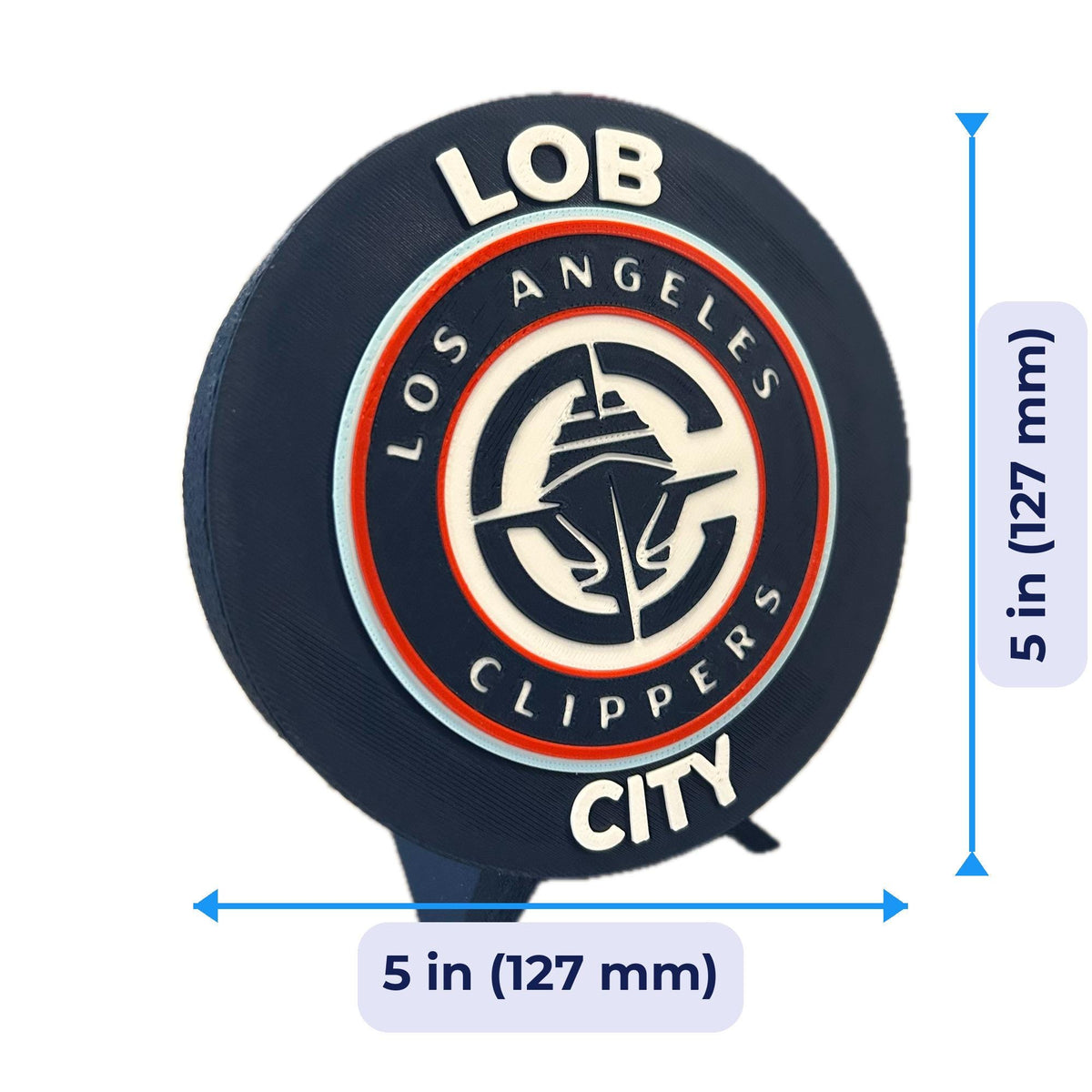Los Angeles Clippers Personalized Roundel Display with Stand & Stash Box; 3D printed fan gift, made in USA