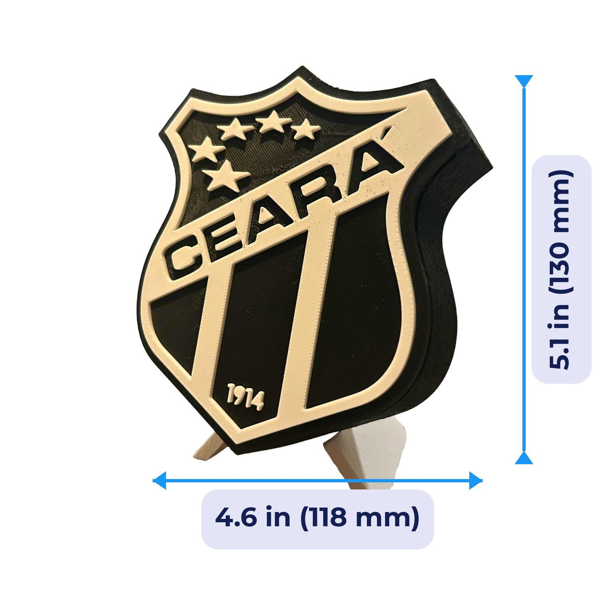 3D Printed Ceará SC Crest Display with Stand; 3D printed fan gift, made in USA