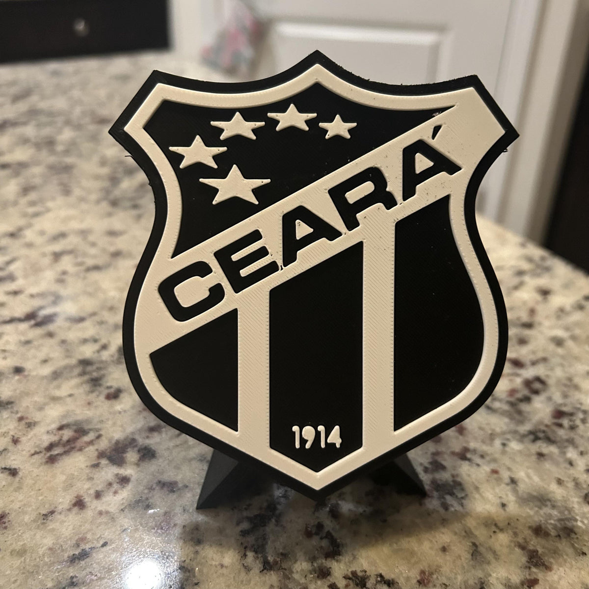 3D Printed Ceará SC Crest Display with Stand; 3D printed fan gift, made in USA