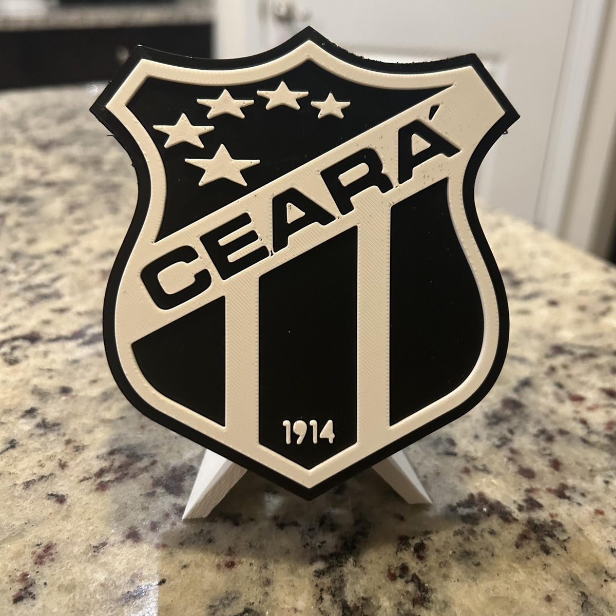 3D Printed Ceará SC Crest Display with Stand; 3D printed fan gift, made in USA