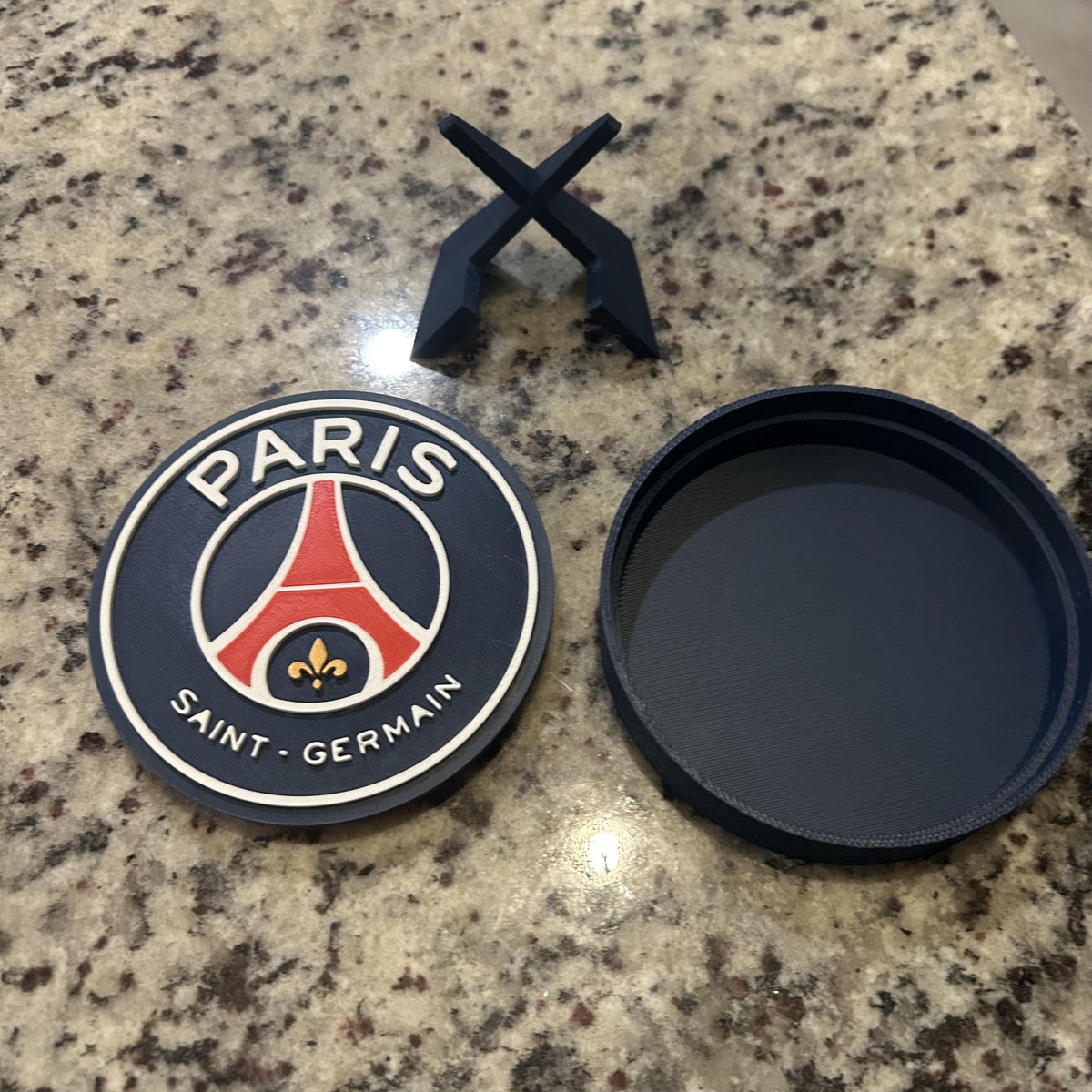 3D Printed Paris Saint-Germain PSG Crest Display with Stand; 3D printed fan gift, made in USA