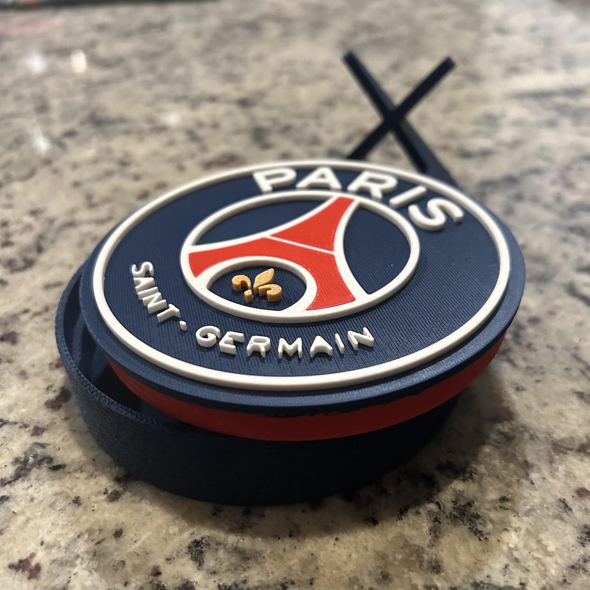 3D Printed Paris Saint-Germain PSG Crest Display with Stand; 3D printed fan gift, made in USA