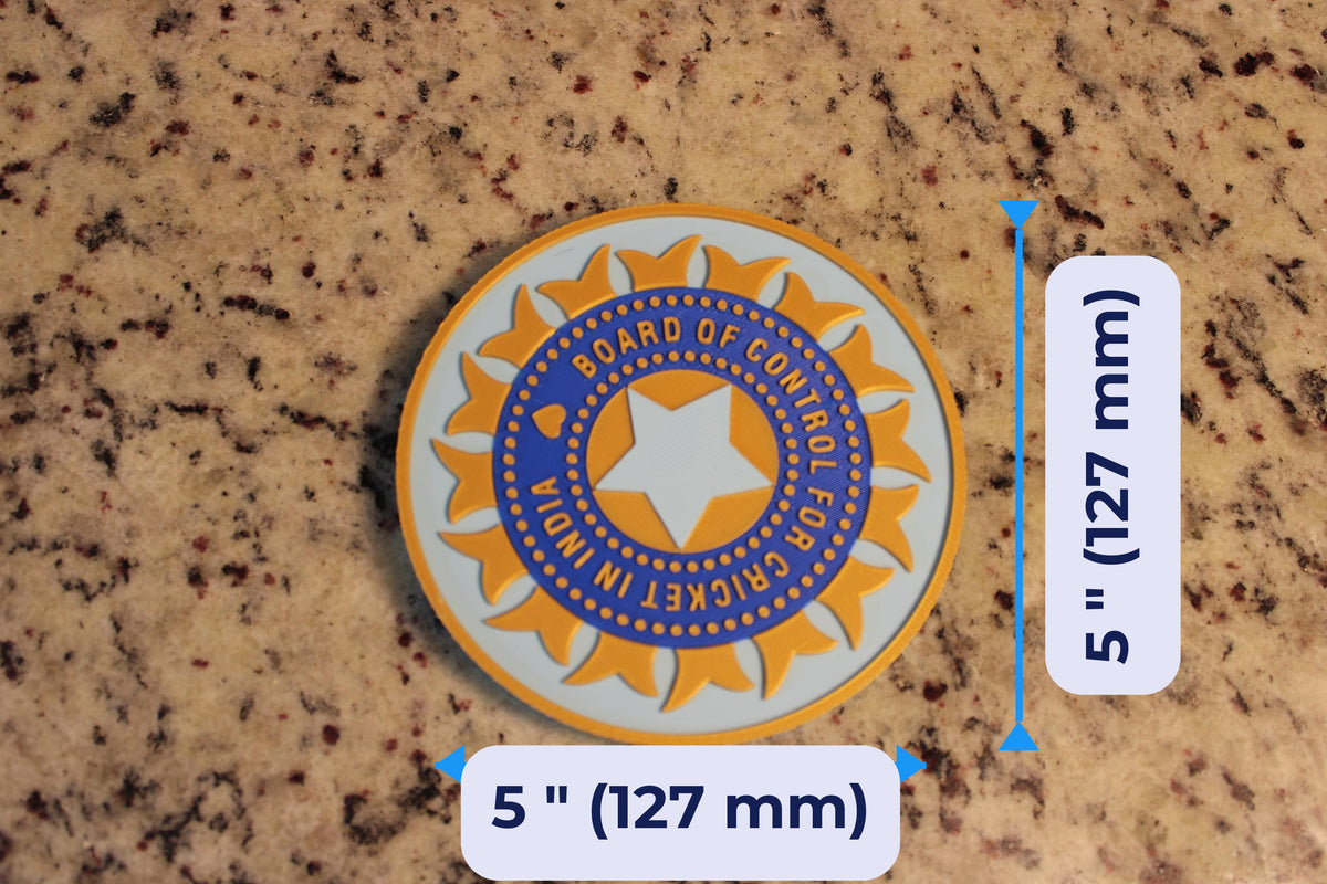 Team India Cricket 3D printed display size guide — 5 inch (127 mm) diameter, made in USA