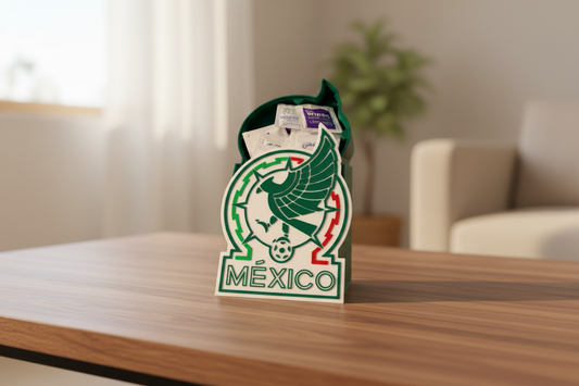 Mexico National Team 3D printed decorative display with team colors and crest on desk stand