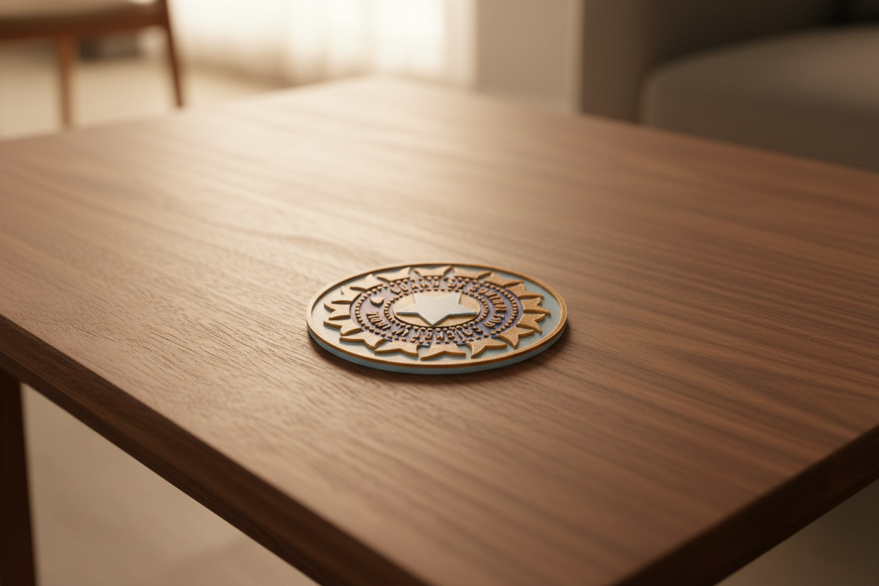 India cricket BCCI team inspired 3D printed decorative plaque desk display with vibrant blue colors
