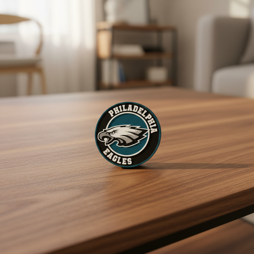 Philadelphia Eagles 3D printed decorative plaque in midnight green and silver with team crest desk display