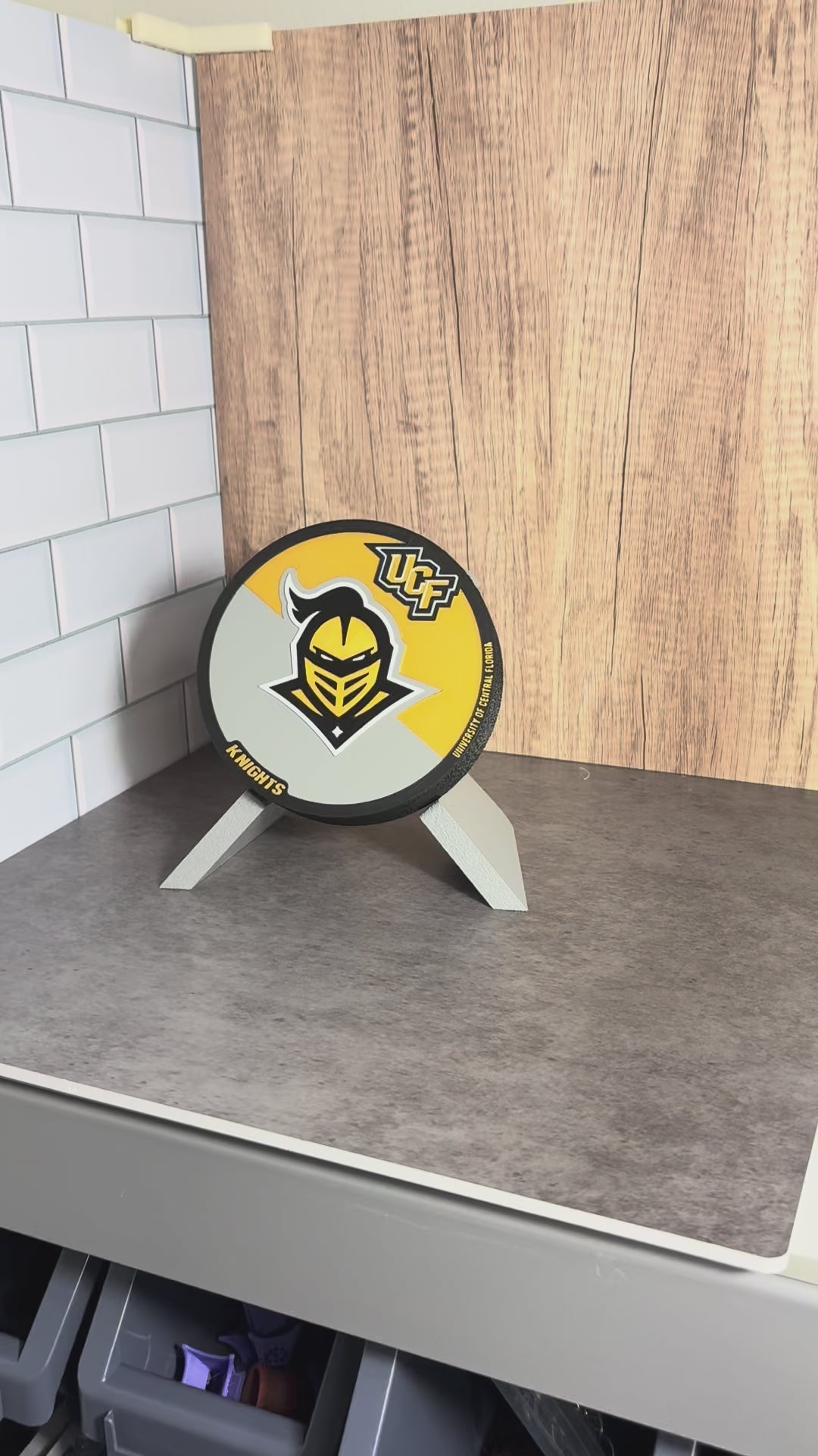 Load video: UCF Knights 3D Logo Display with Storage Box - Personalized Desk Decor
