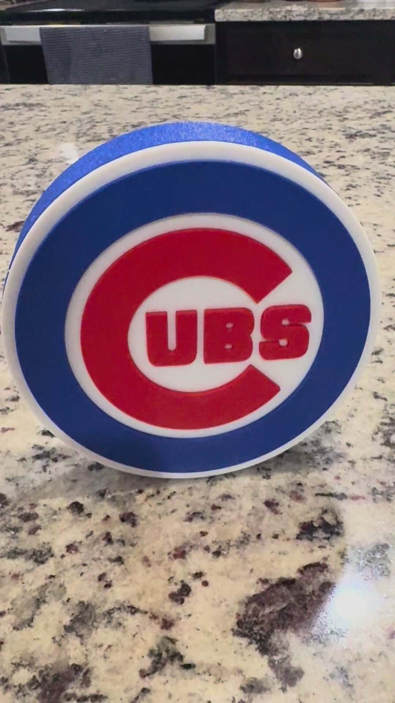 3D Chicago Cubs plaque on a granite surface, vibrant colors, no assembly required, premium baseball decor.