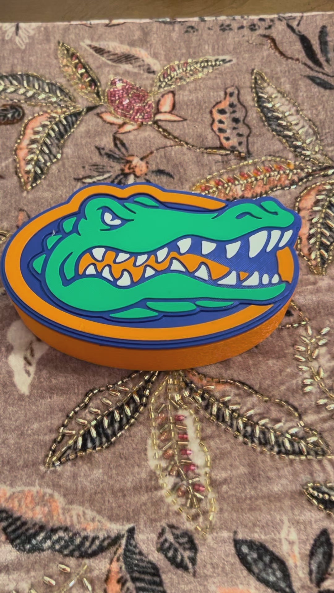 Load video: Florida Gators 3D Printed Storage Box | UF Gift | Graduation Gift | Desk Organizer | Go Gators College Gift