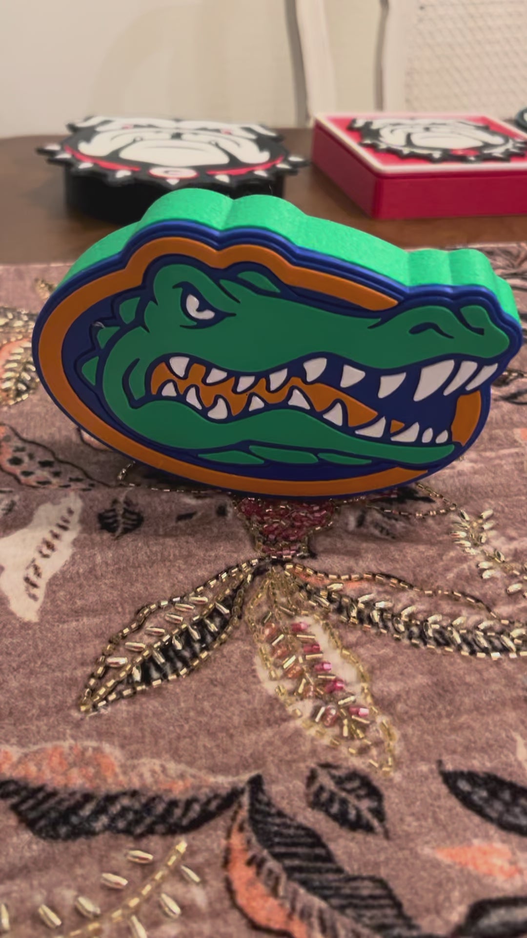 Load video: Florida Gators 3D Printed Storage Box | UF Gift | Graduation Gift | Desk Organizer | Go Gators College Gift