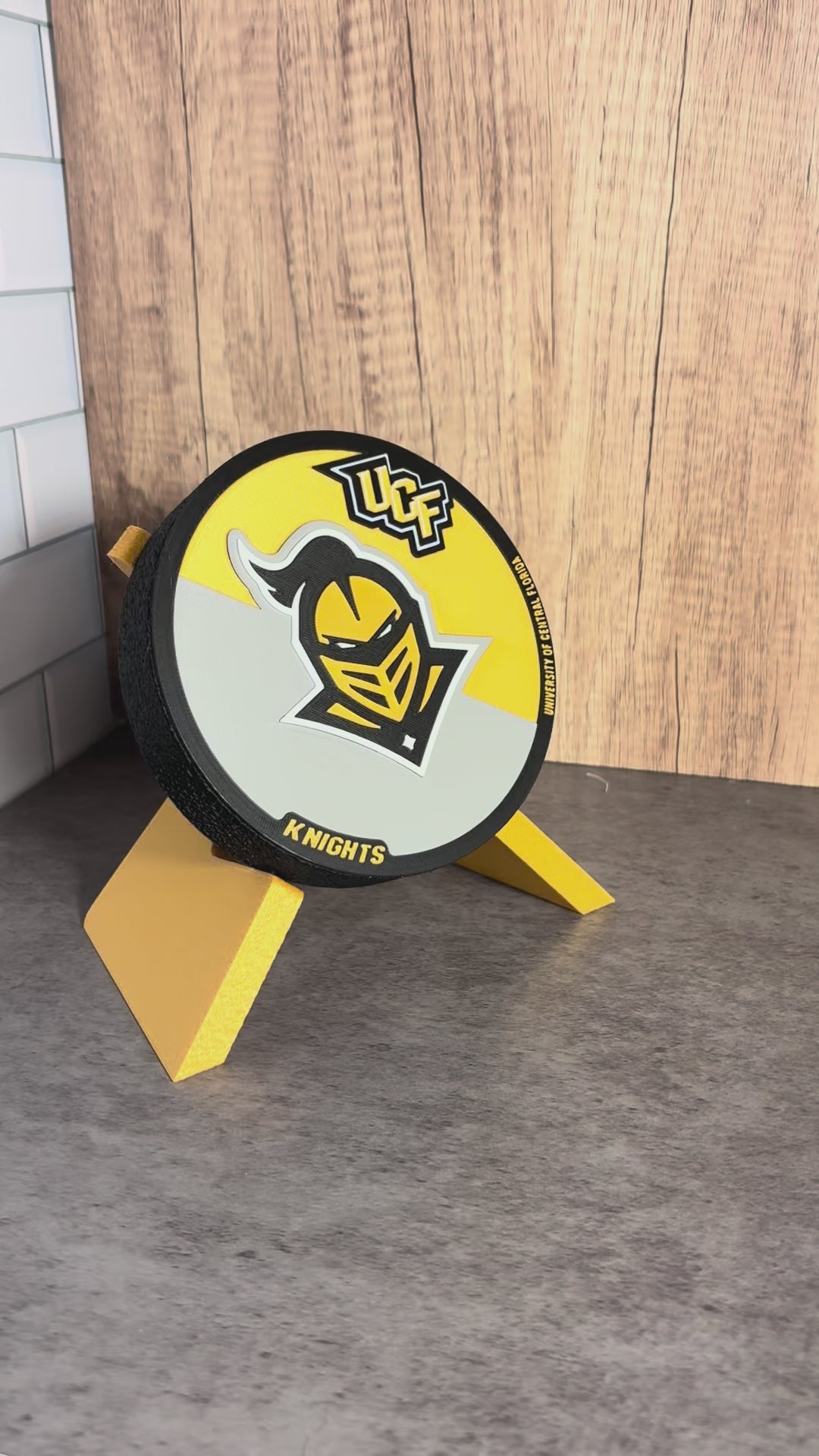 Load video: UCF Knights 3D Logo Display with Storage Box - Personalized Desk Decor