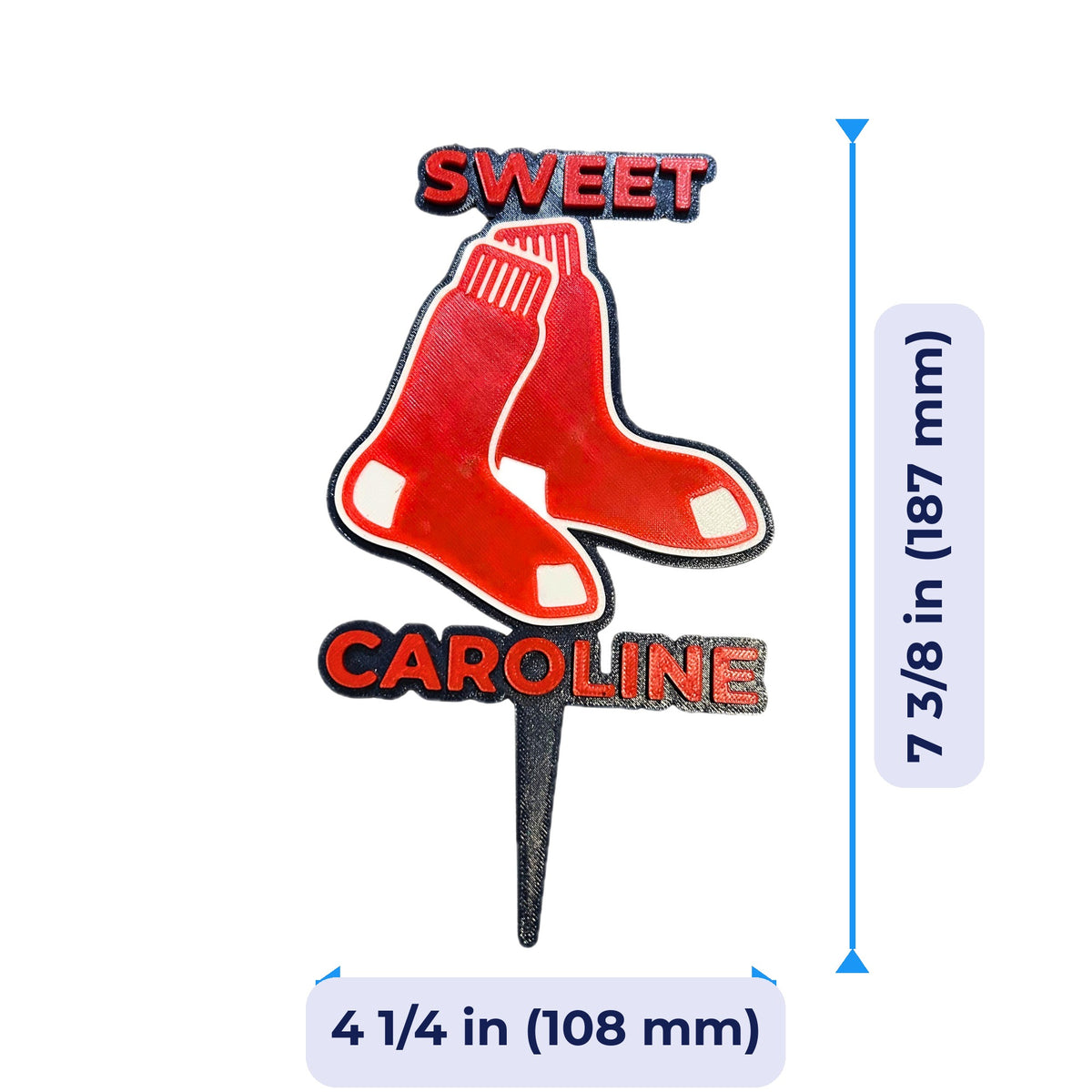 Boston Red Sox Sweet Caroline 3D Cake Topper & Cupcake Toppers | Food-Grade PETG, USA Made | MLB Baseball Birthday Party Decor