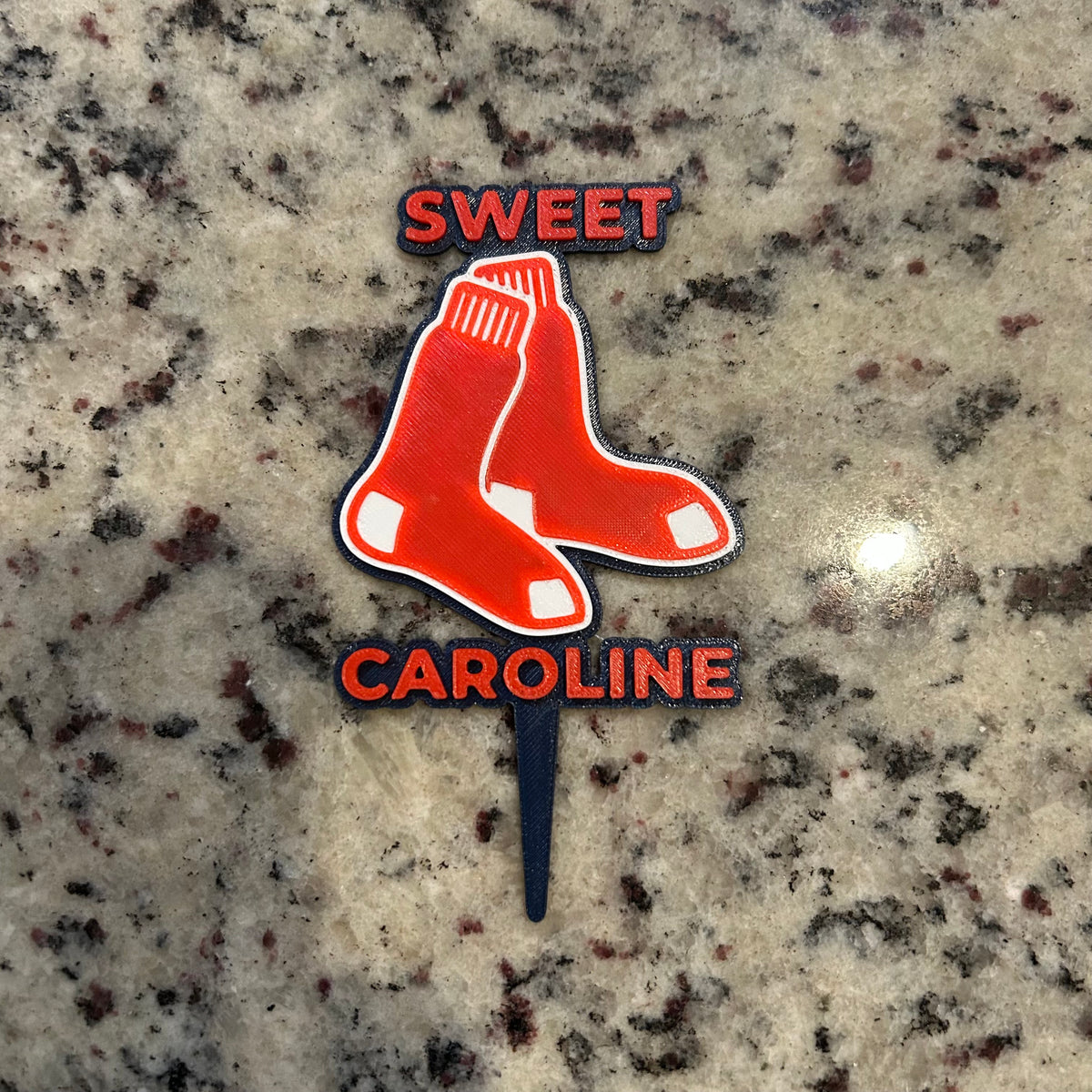 Boston Red Sox Sweet Caroline 3D Cake Topper & Cupcake Toppers | Food-Grade PETG, USA Made | MLB Baseball Birthday Party Decor