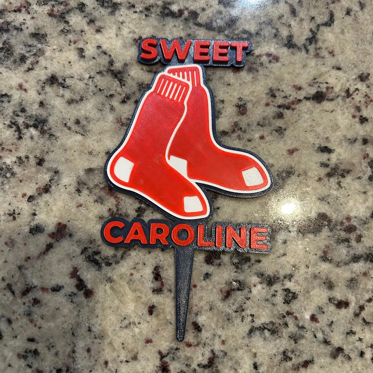 Boston Red Sox Sweet Caroline 3D Cake Topper & Cupcake Toppers | Food-Grade PETG, USA Made | MLB Baseball Birthday Party Decor