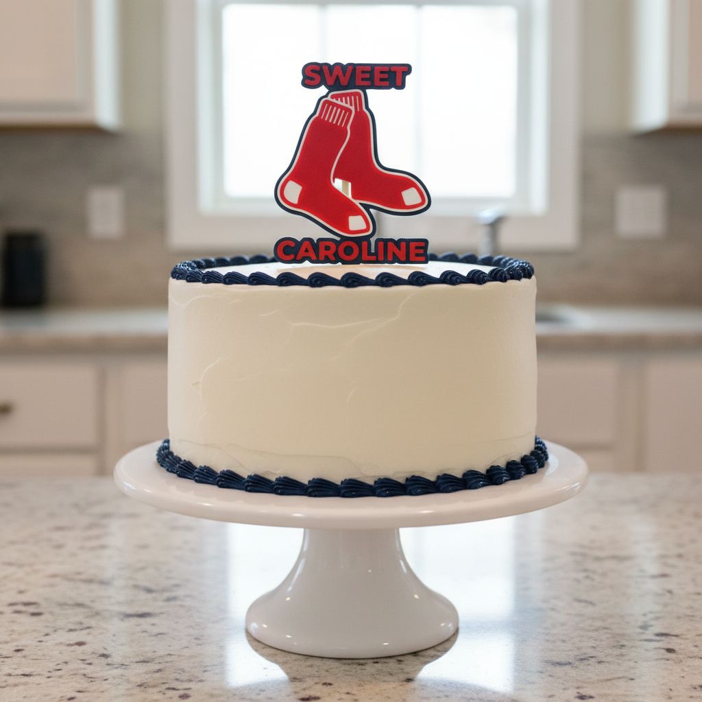 Boston Red Sox Sweet Caroline 3D Cake Topper & Cupcake Toppers | Food-Grade PETG, USA Made | MLB Baseball Birthday Party Decor