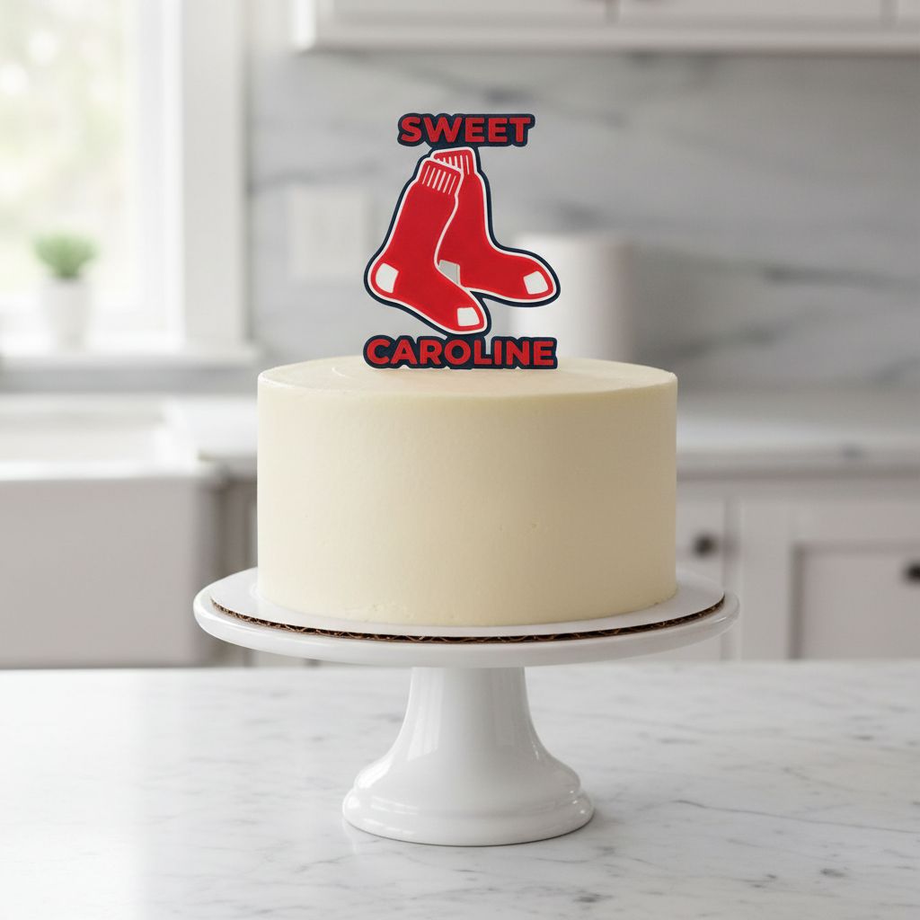 Boston Red Sox Sweet Caroline 3D Cake Topper & Cupcake Toppers | Food-Grade PETG, USA Made | MLB Baseball Birthday Party Decor