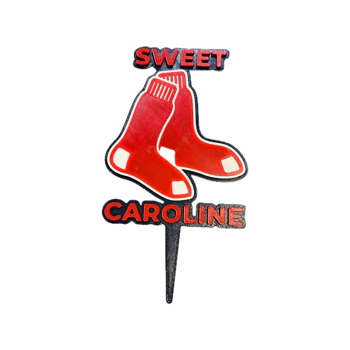 Boston Red Sox Sweet Caroline 3D Cake Topper & Cupcake Toppers | Food-Grade PETG, USA Made | MLB Baseball Birthday Party Decor