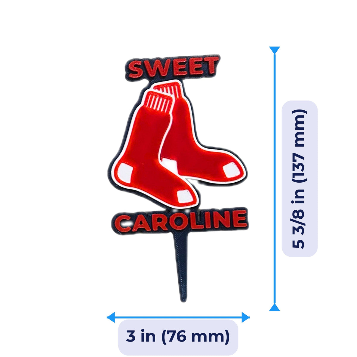 Boston Red Sox Sweet Caroline 3D Cake Topper & Cupcake Toppers | Food-Grade PETG, USA Made | MLB Baseball Birthday Party Decor