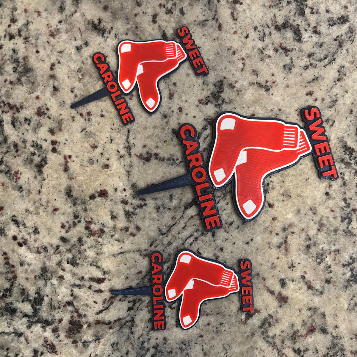 Boston Red Sox Sweet Caroline 3D Cake Topper & Cupcake Toppers | Food-Grade PETG, USA Made | MLB Baseball Birthday Party Decor