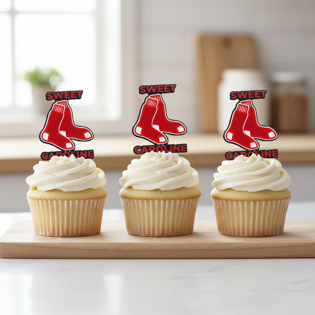 Boston Red Sox Sweet Caroline 3D Cake Topper & Cupcake Toppers | Food-Grade PETG, USA Made | MLB Baseball Birthday Party Decor