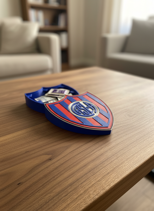San Lorenzo three dimensional decorative plaque with team crest and colors on desk stand