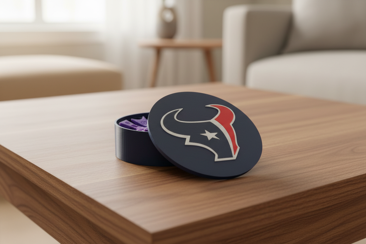 Houston Texans 3D printed bull logo decorative desk display plaque in team colors navy steel blue red