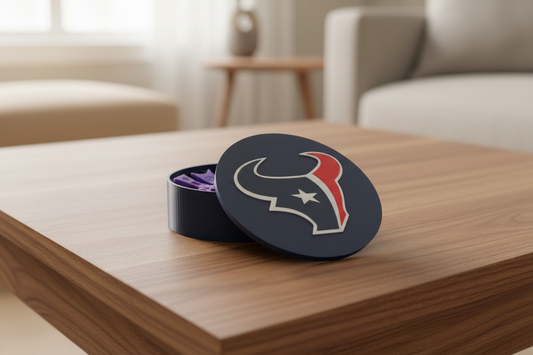 Houston Texans 3D printed bull logo decorative desk display plaque in team colors navy steel blue red